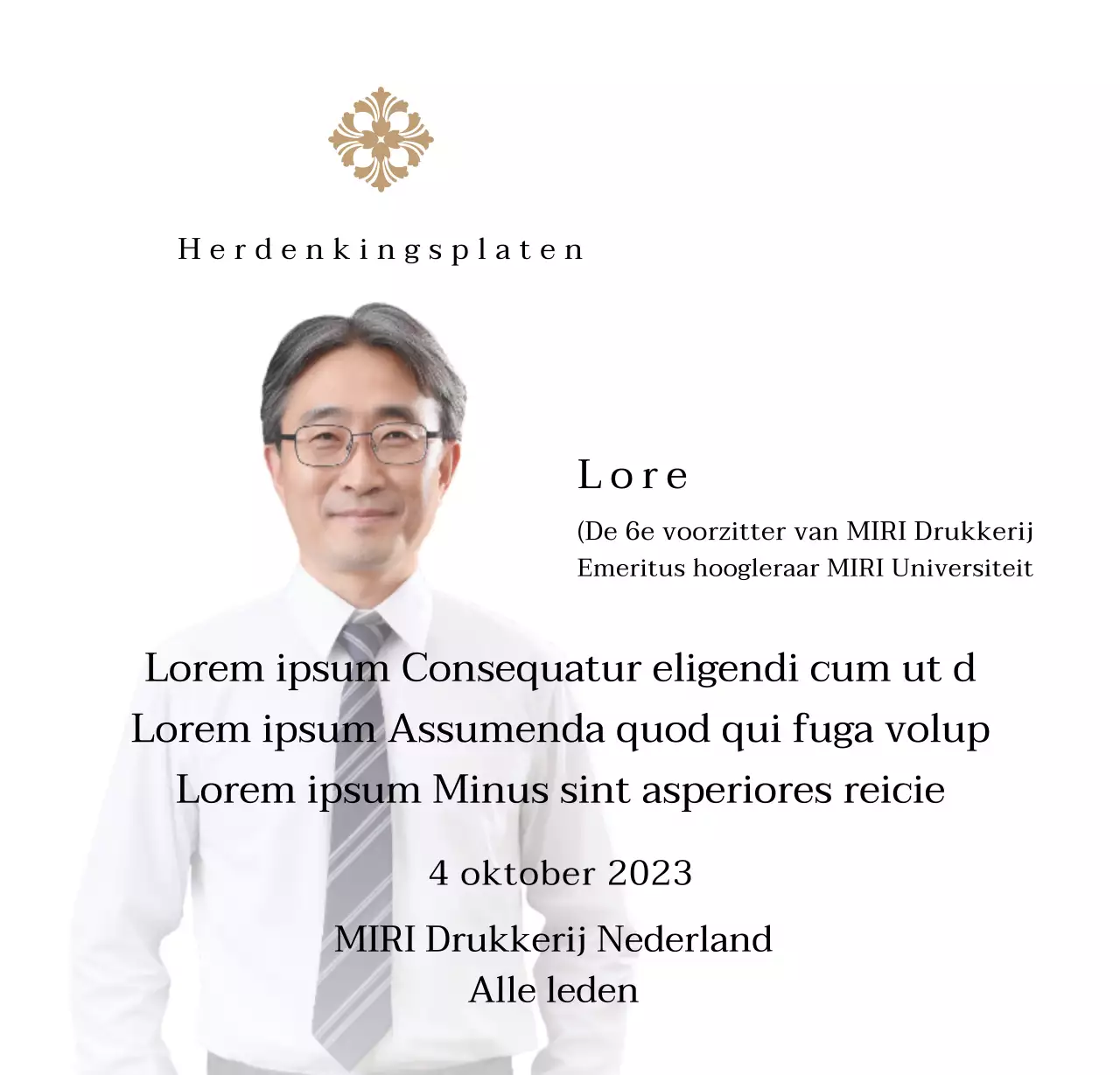 Gedenkplaat met luxe illustraties en foto's