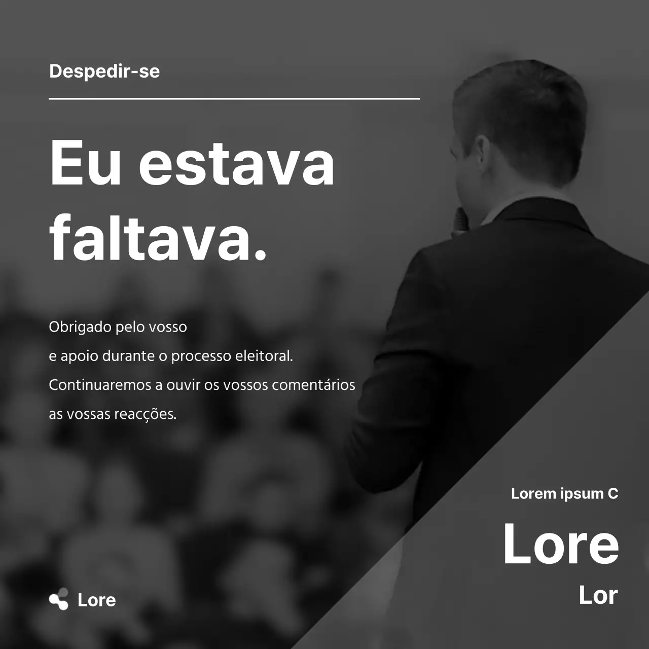 Um simples anúncio de felicitações eleitoral a preto e branco