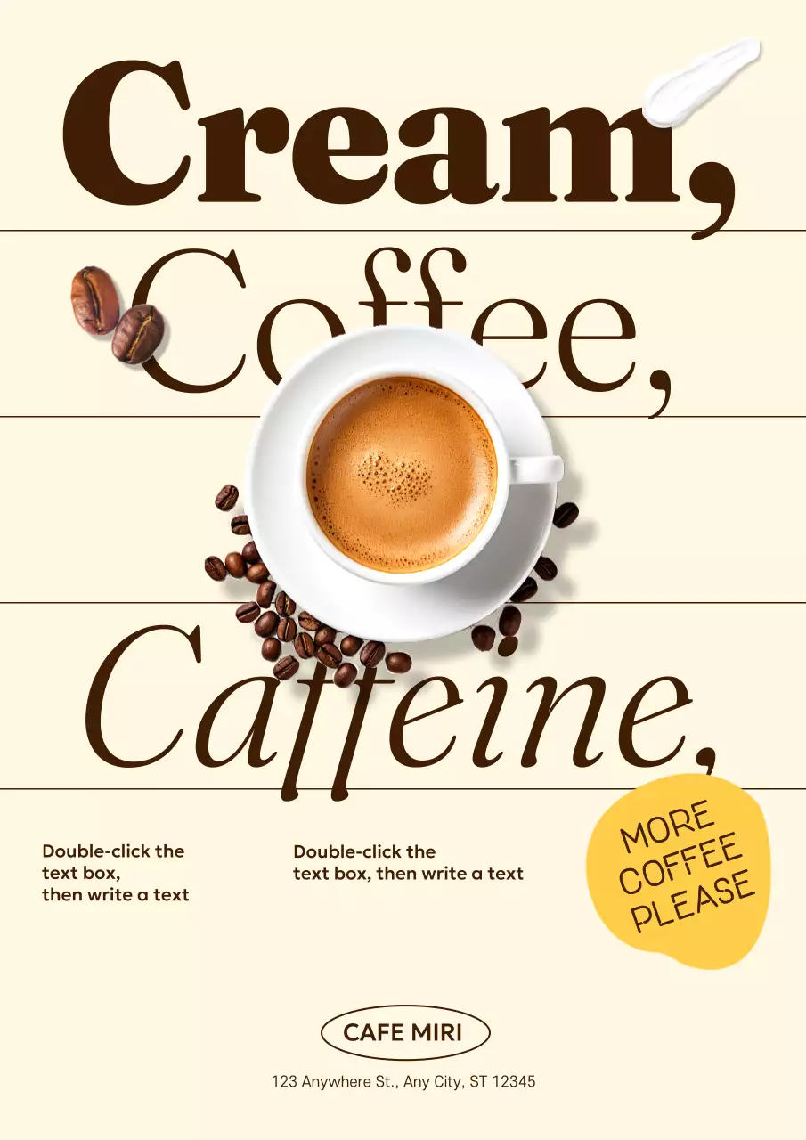 노랑과 갈색의 심플한 커피 전문 카페 홍보