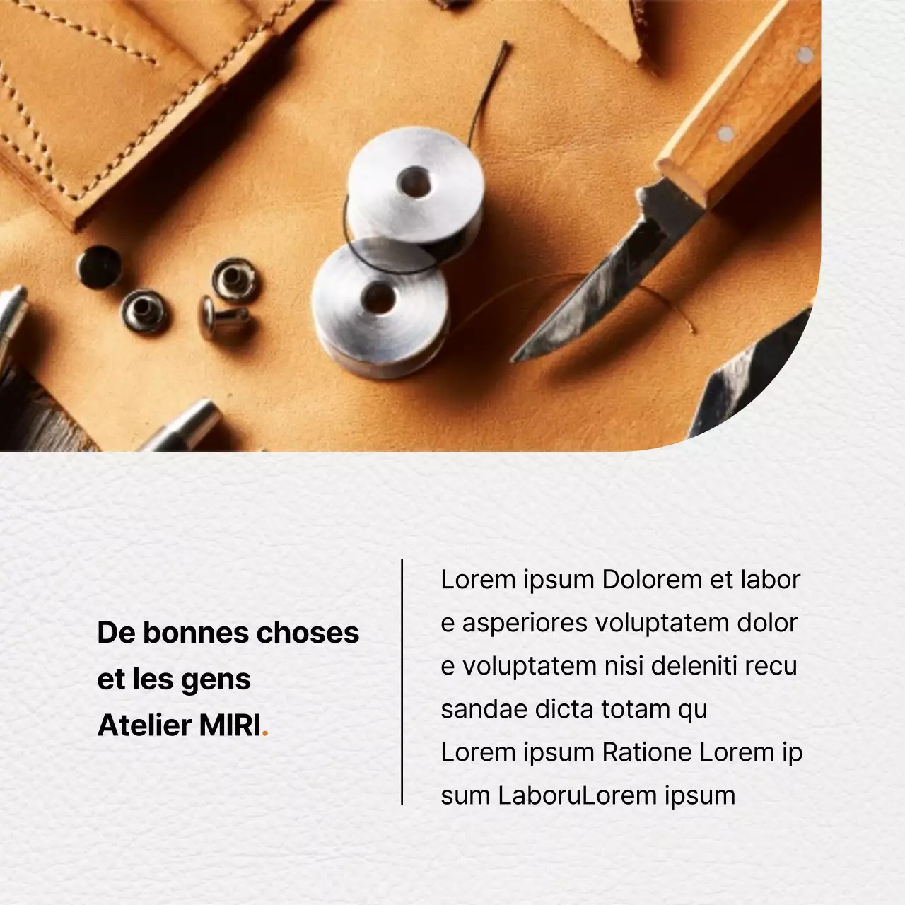 Promouvoir un atelier de cuir moderne aux accents orangés