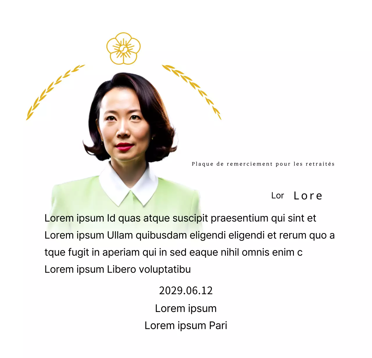 Une plaque de remerciement pour la retraite de grande classe avec des couronnes de laurier dorées et une croix gammée.