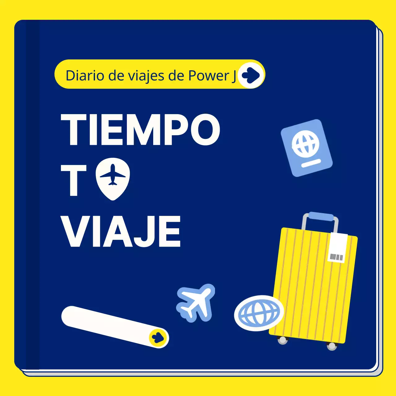 Un sencillo planificador de viajes amarillo y azul marino