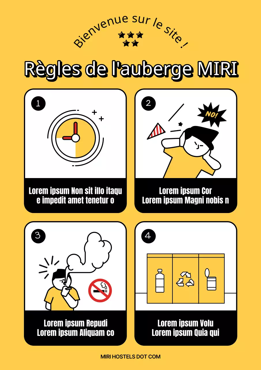 Conseils simples sur l'étiquette de l'hospitalité en noir et jaune