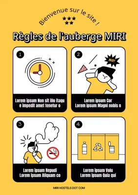 Conseils simples sur l'étiquette de l'hospitalité en noir et jaune