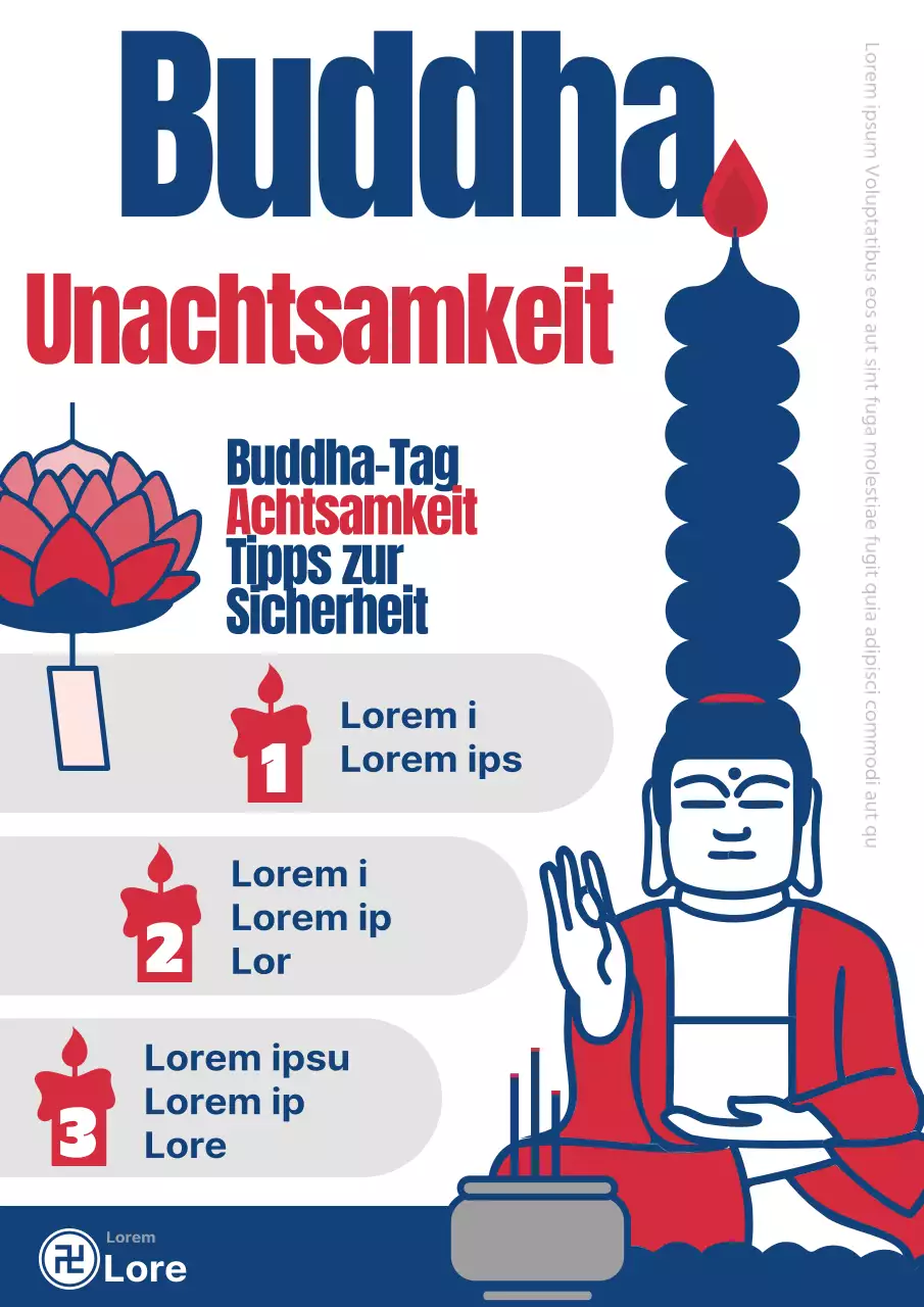 Pop-Art in Indigo und Rot zur Förderung der buddhistischen Veranstaltung Buddhistische Veranstaltung Buddhismus