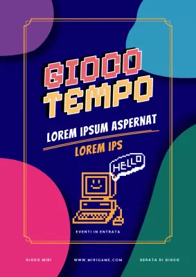 Volantino per serata di gioco retrò blu e rosso