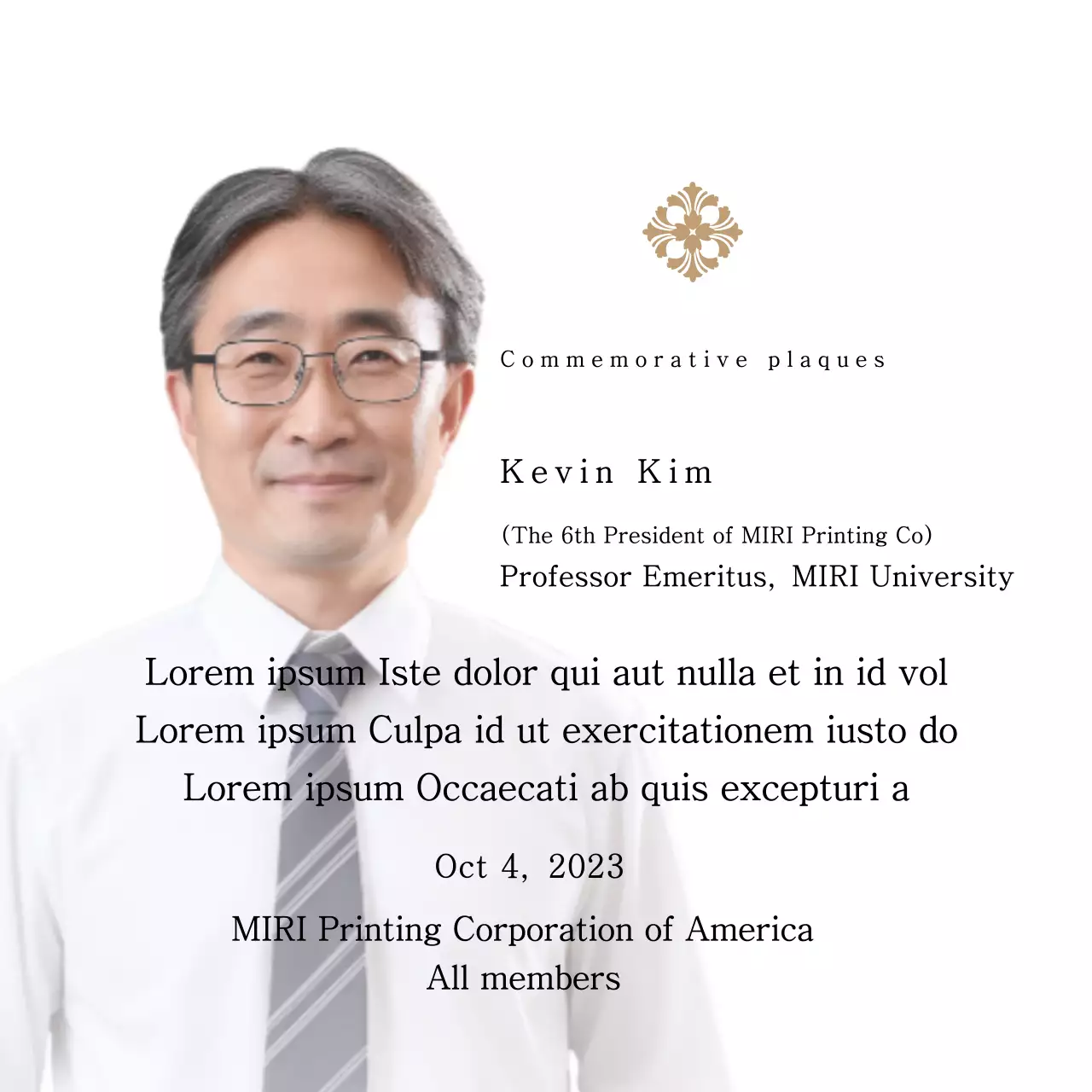 Plakat peringatan dengan ilustrasi dan foto yang mewah