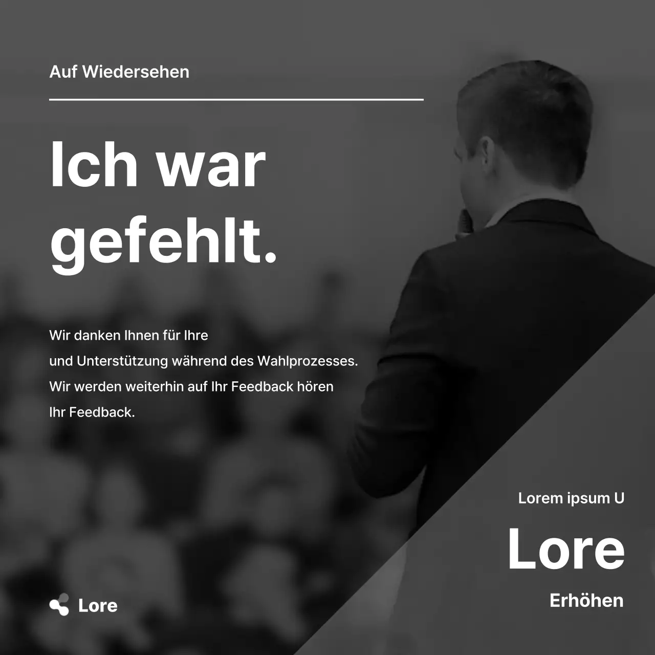 Eine einfache schwarz-weiße Glückwunschanzeige zur Wahl