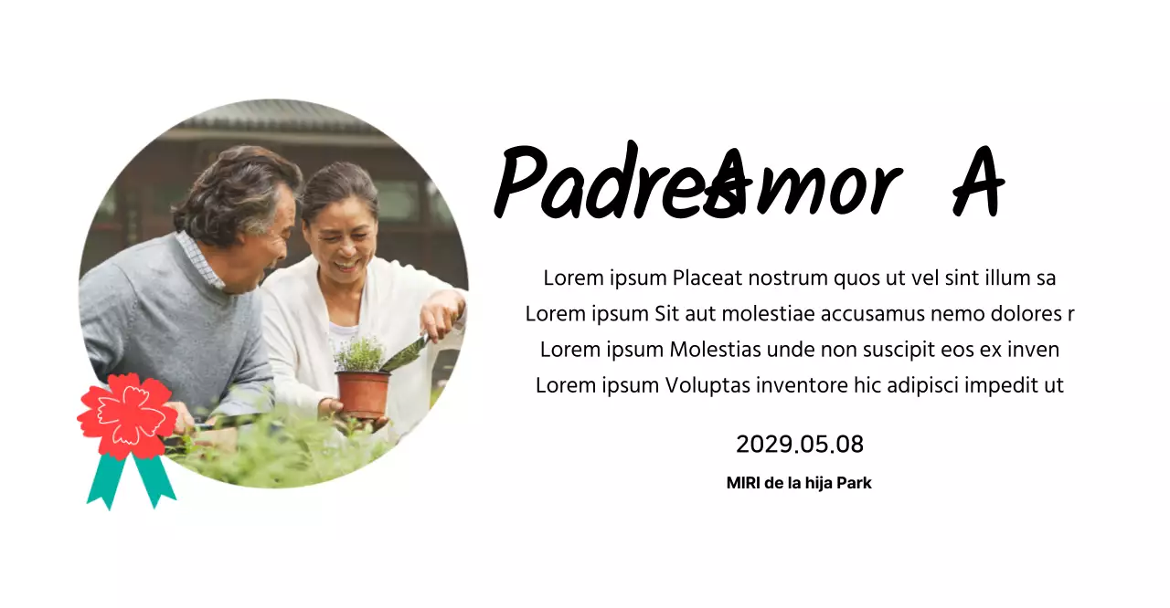 Simpática placa para el Día de la Madre con ilustración de un clavel y caligrafía con tu foto