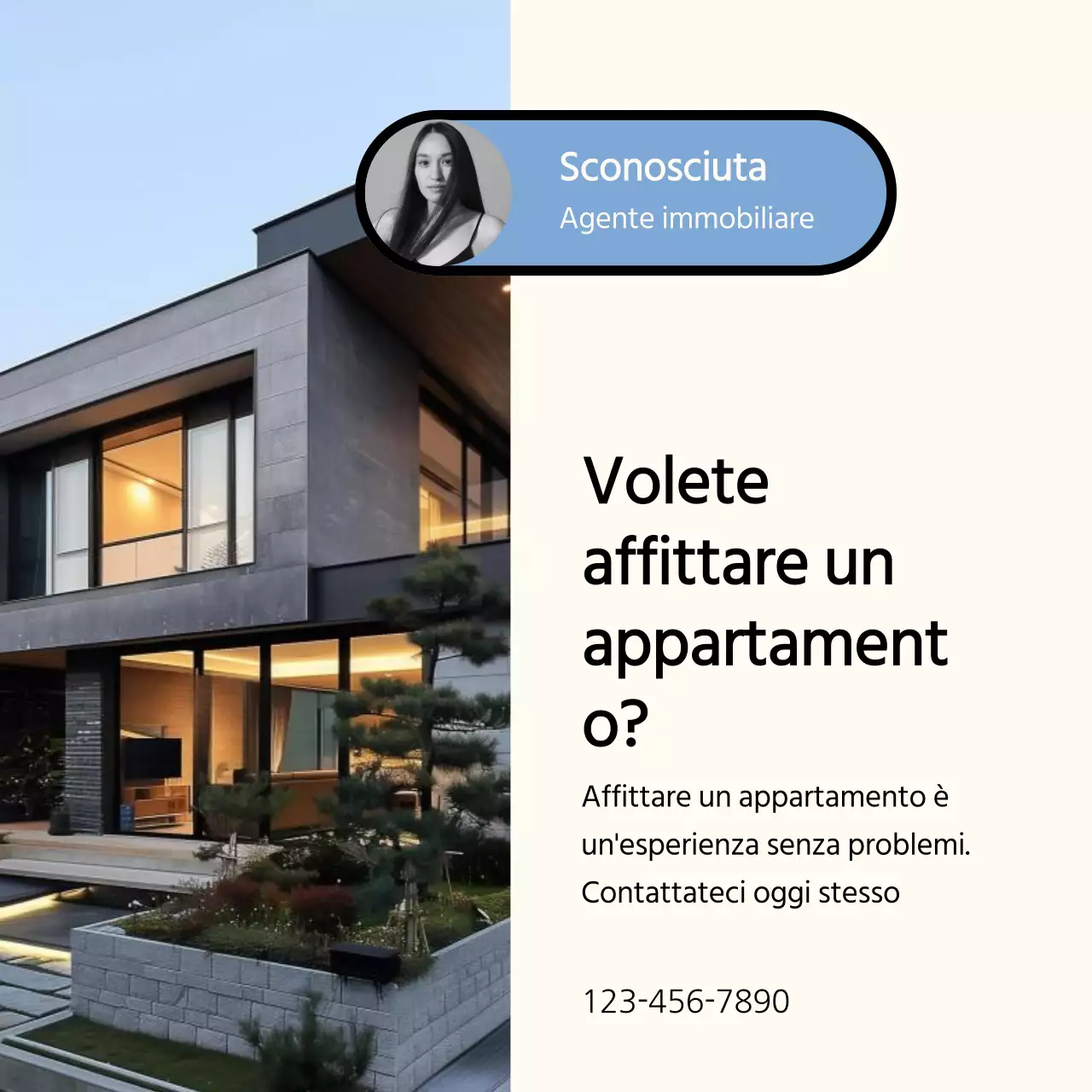 Proposta immobiliare minimalista blu e beige
