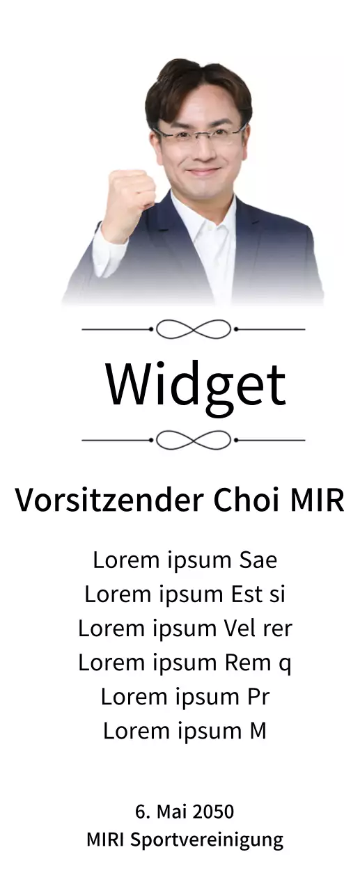 Eine edel anmutende Auftragstafel mit Verzierungen und einem Foto mit Farbverlaufshintergrund
