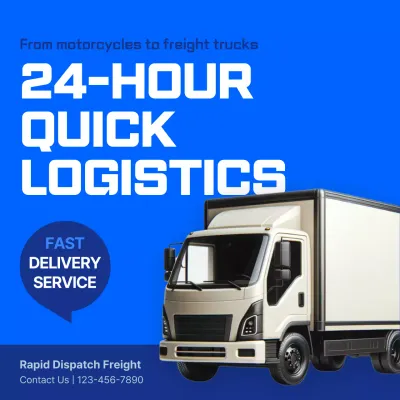 Blue Modern Logistics Promotion Social Media Post