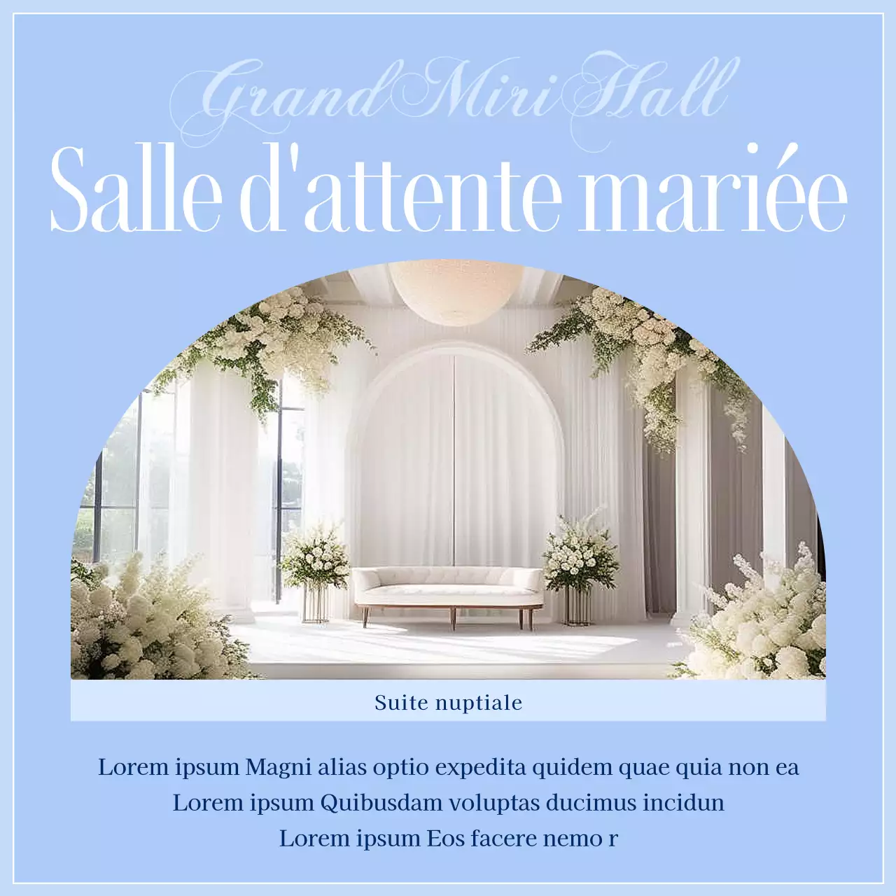 Promouvoir un lieu de mariage haut de gamme de couleur bleu ciel