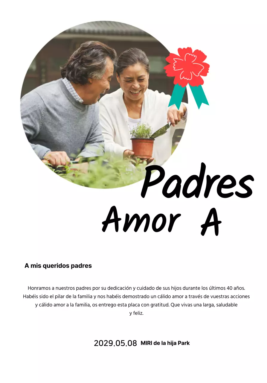 Simpática placa para el Día de la Madre con ilustración de un clavel y caligrafía con tu foto