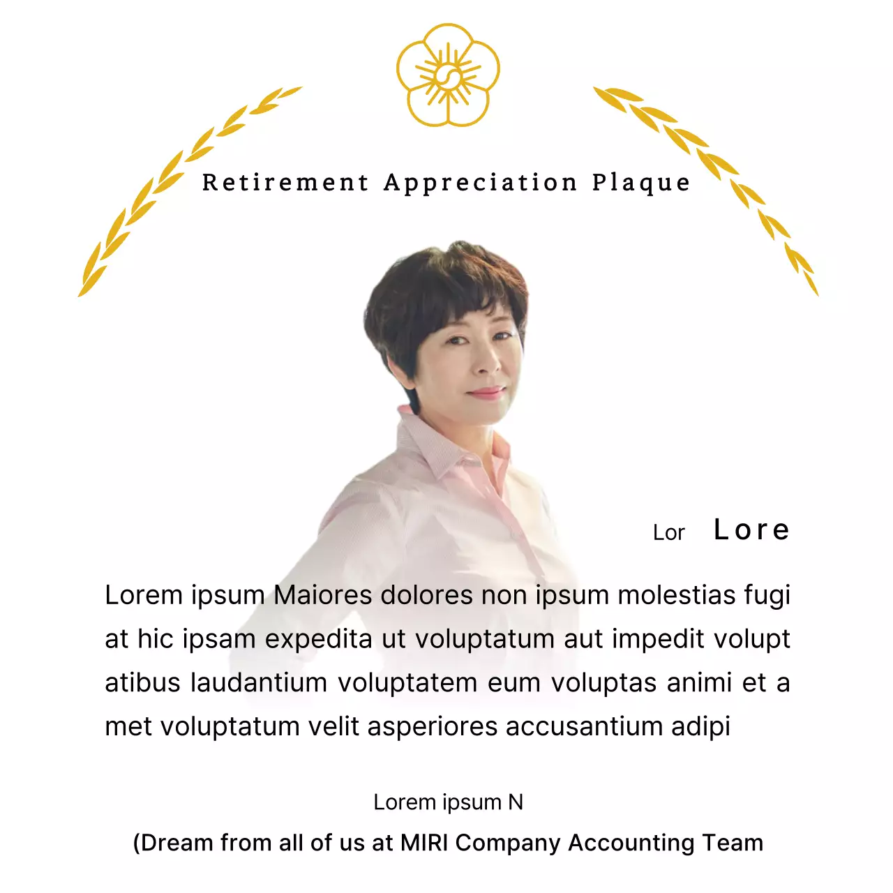 Plakat penghargaan masa pensiun yang tampak berkelas dengan karangan bunga laurel emas dan swastika.