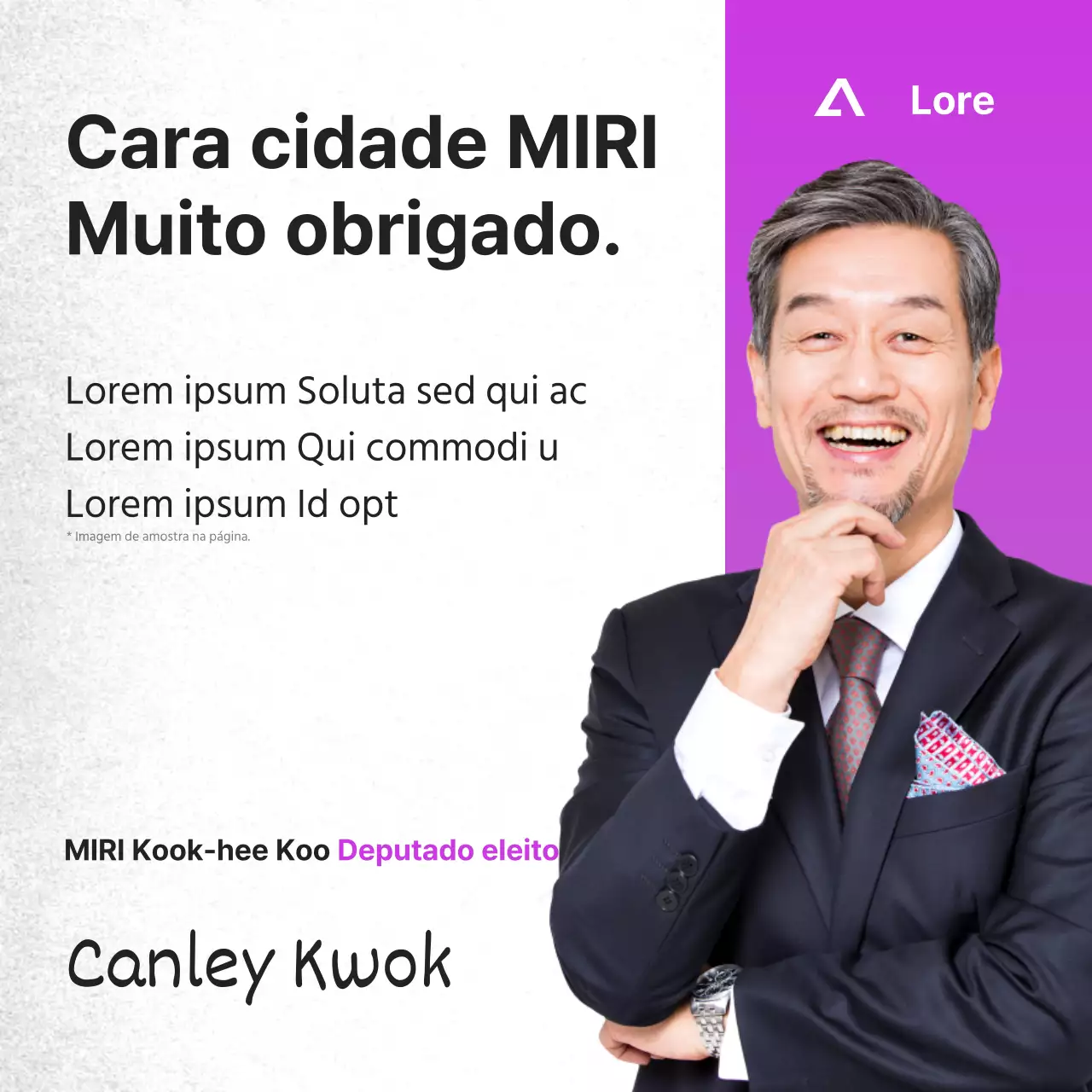Promover um simples agradecimento roxo por ter ganho um lugar no Parlamento