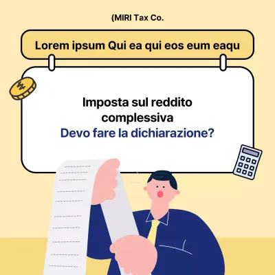 Una moderna dichiarazione dei redditi spiegata in giallo e blu navy