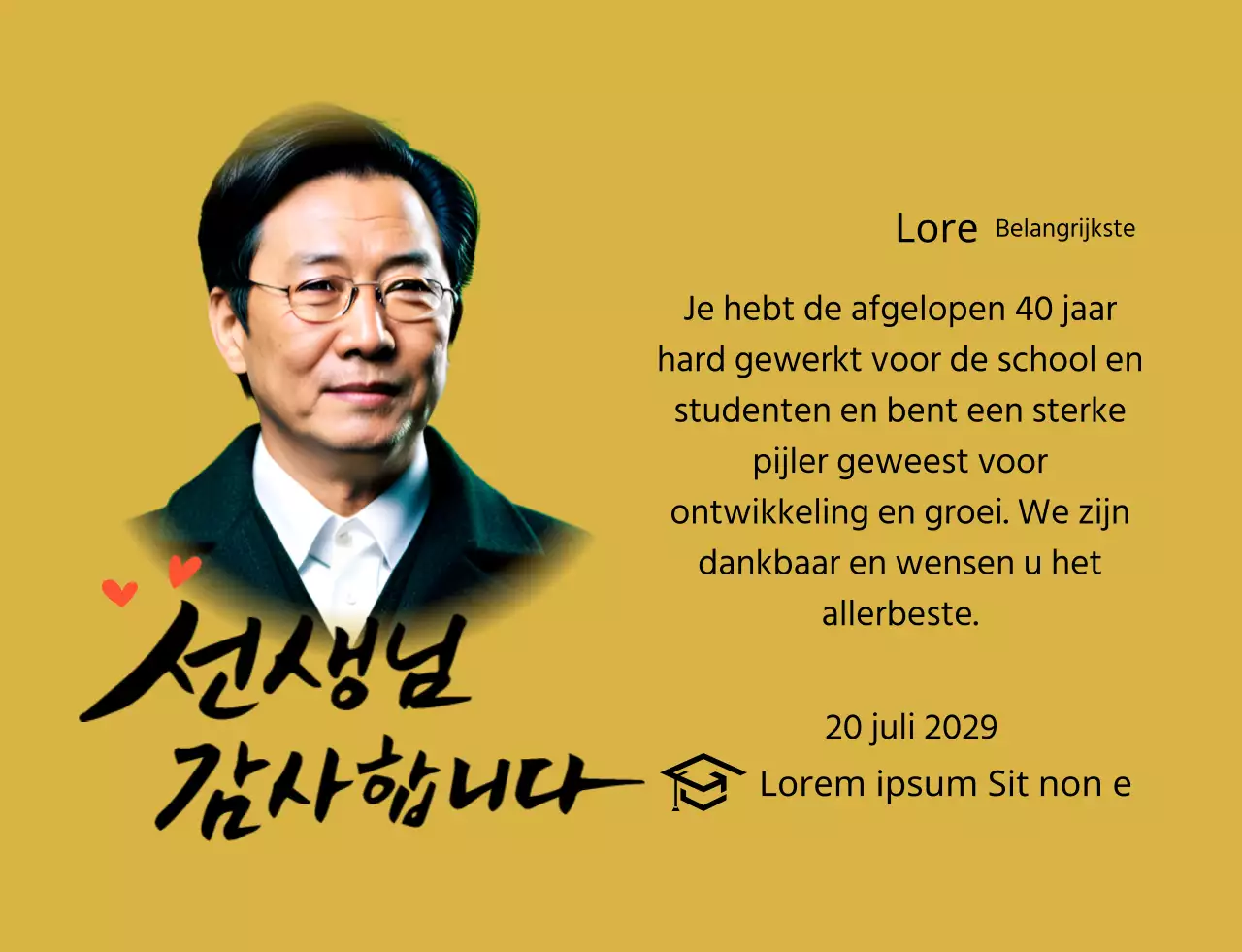 Helder schoolbord met kalligrafie en foto's