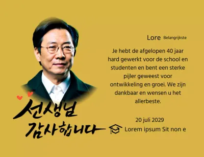 Helder schoolbord met kalligrafie en foto's