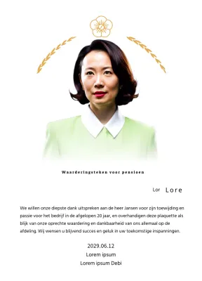 Een stijlvolle pensioenplaquette met gouden lauwerkransen en een hakenkruis.