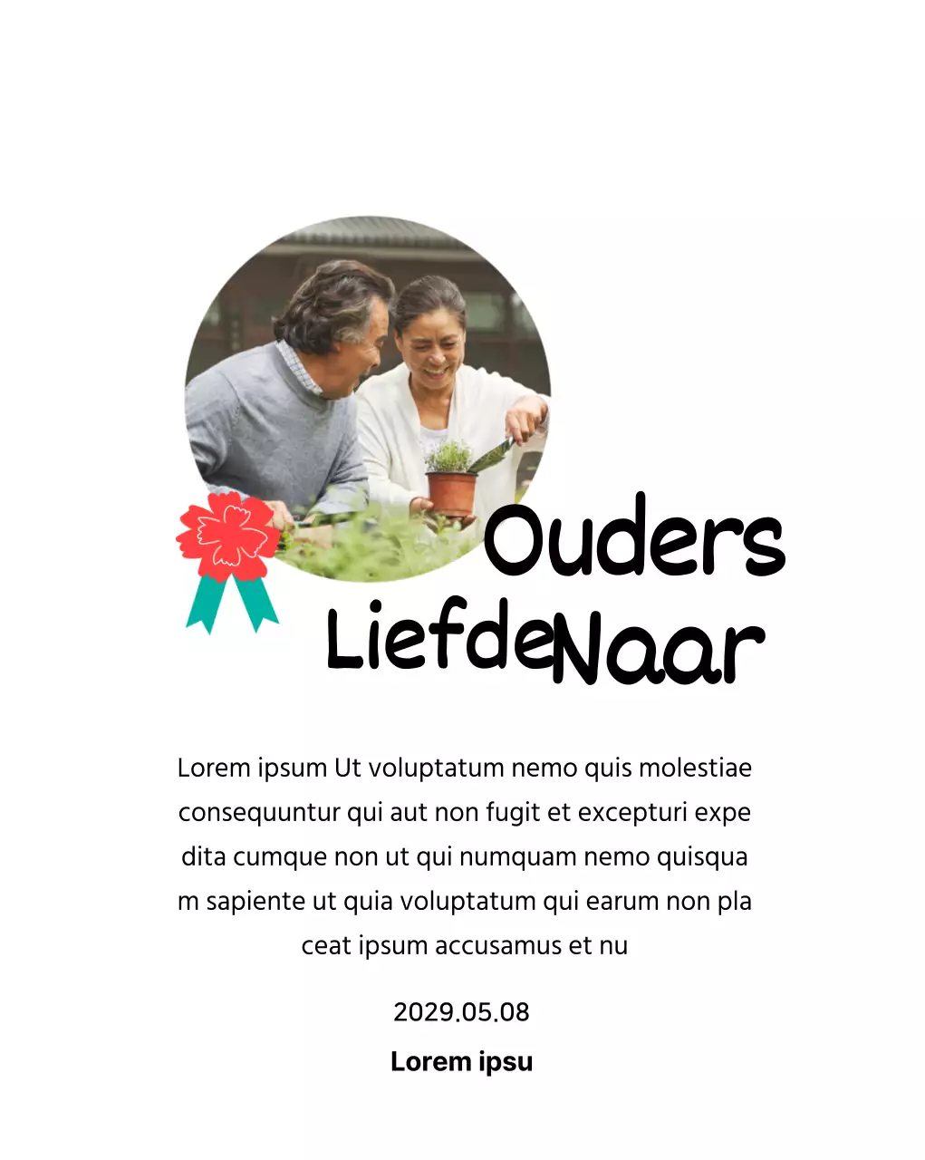 Een schattig Moederdagbord met een anjerillustratie en kalligrafie met jouw foto