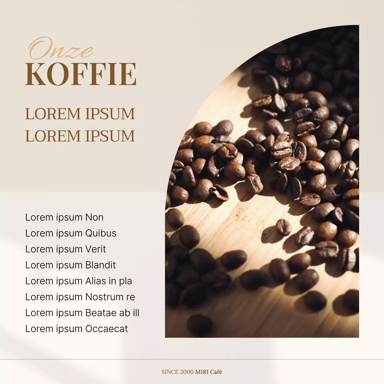 Een eenvoudige café-prospectus in beige en bruin