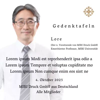 Gedenktafel mit luxuriösen Illustrationen und Fotos