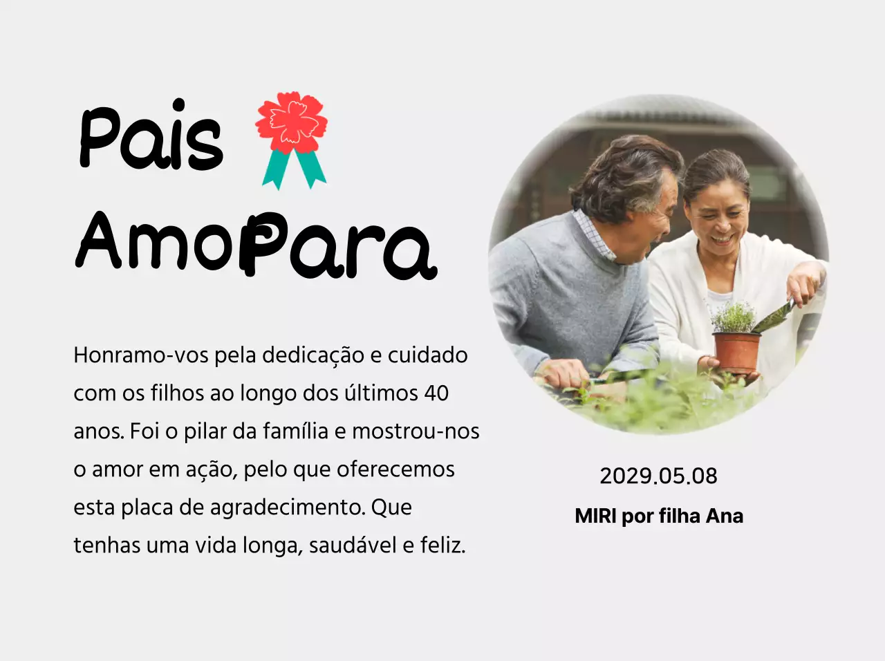 Uma bonita placa para o Dia da Mãe com uma ilustração de um cravo e caligrafia com a sua fotografia