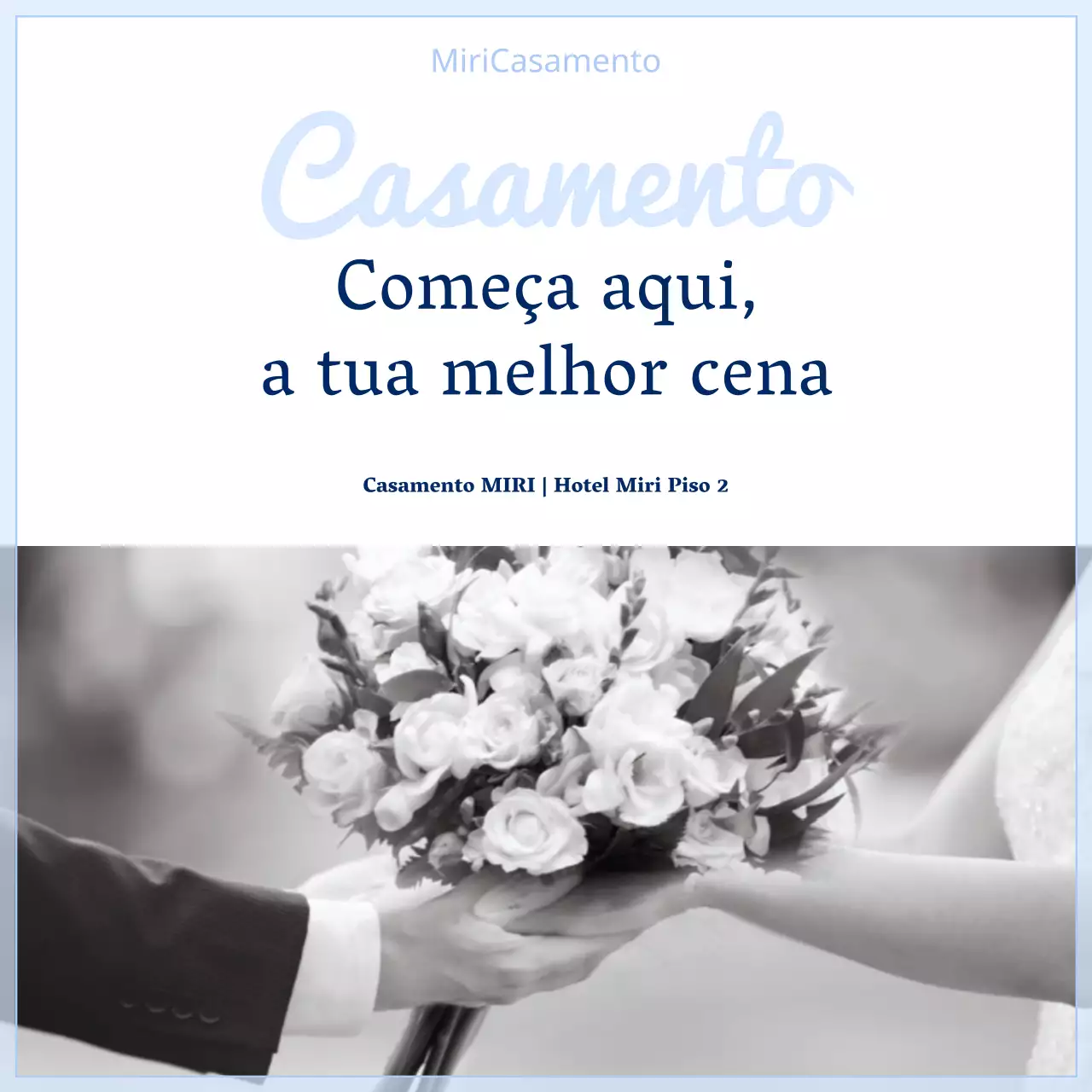 Promover um local de casamento azul-celeste e de luxo