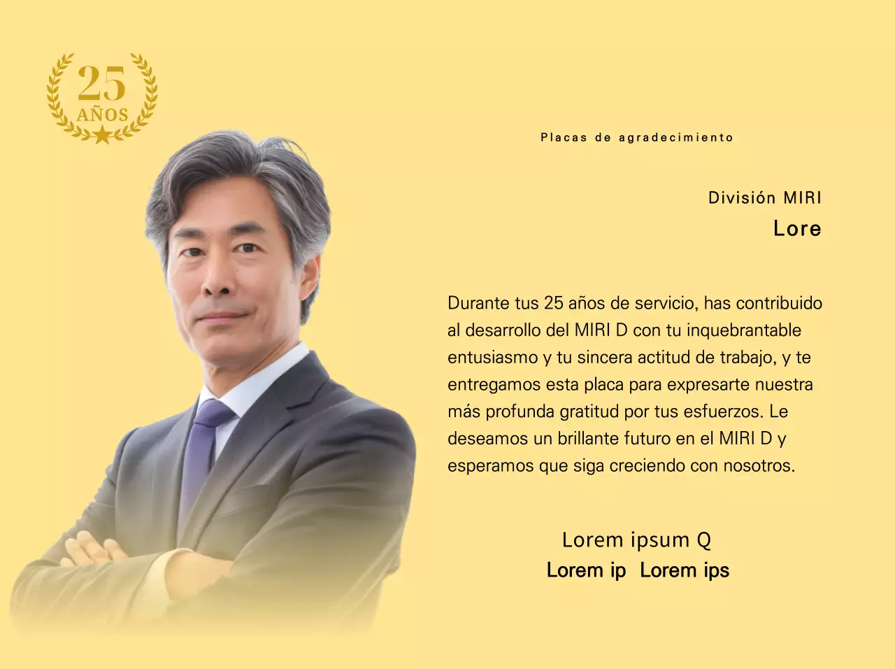 Un diseño de agradecimiento con una foto cuadrada y un marcador del 25 aniversario