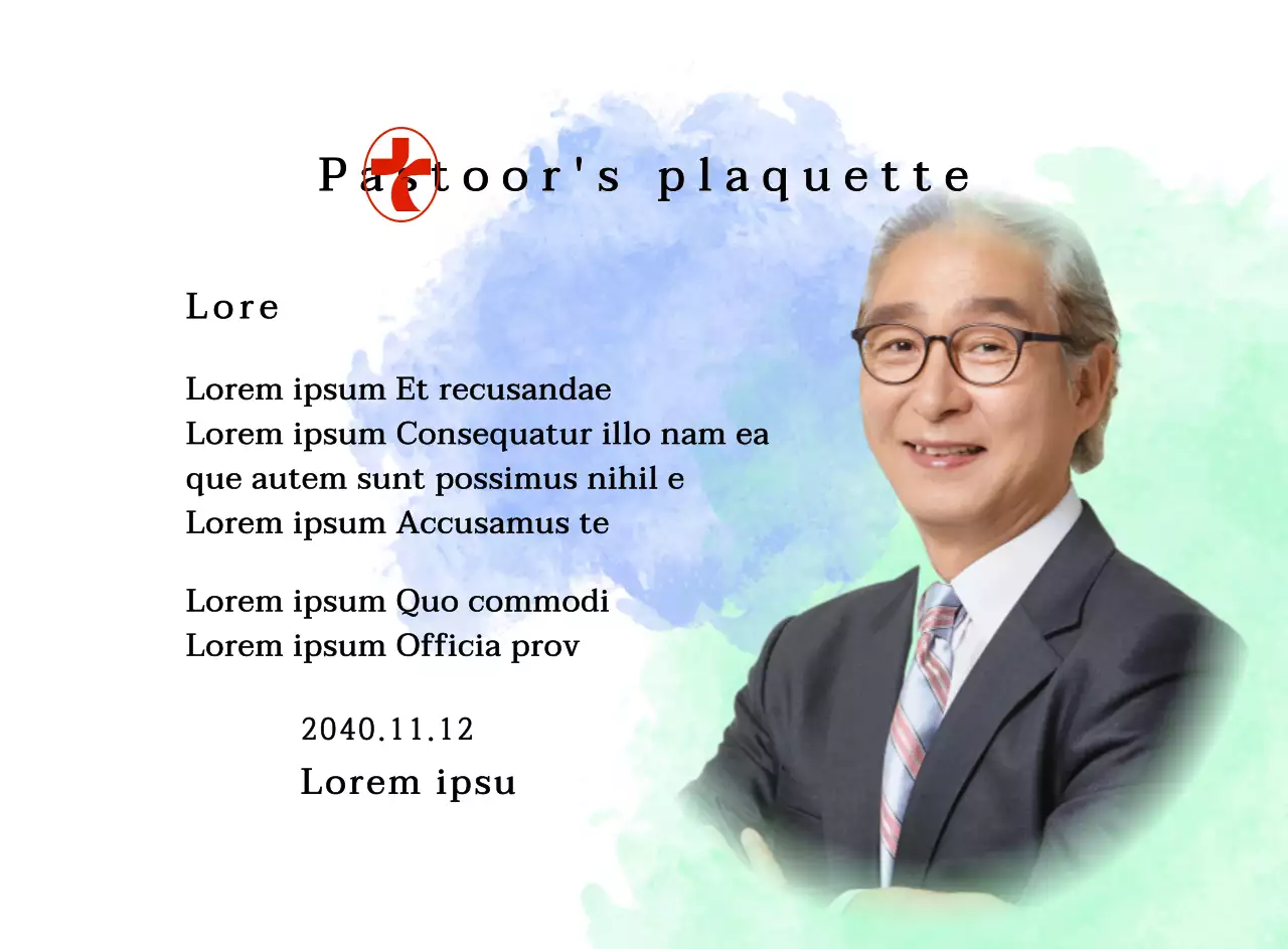 Zachte kerkwijding plaquette met gradiënt aquarel achtergrond en foto