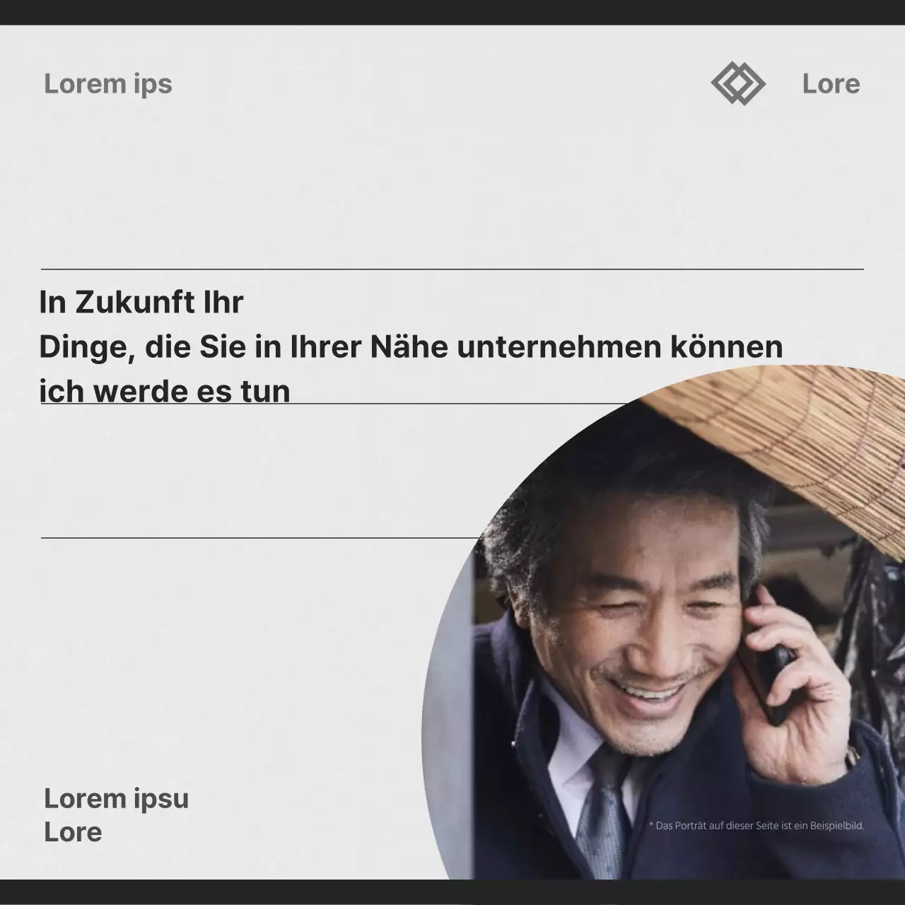 Eine einfache schwarz-weiße Verlierer-Grußbotschaft