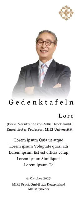 Gedenktafel mit luxuriösen Illustrationen und Fotos