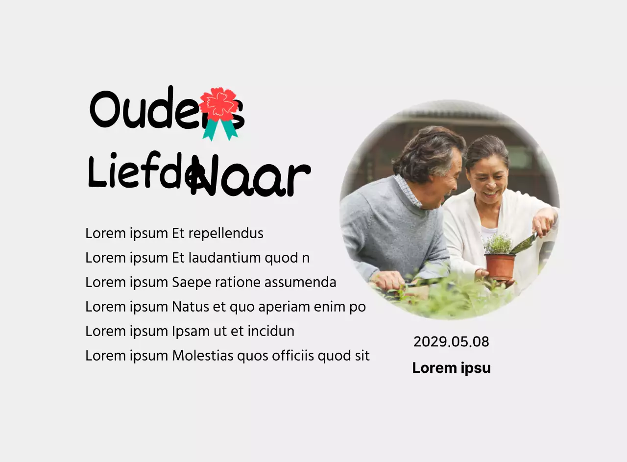 Een schattig Moederdagbord met een anjerillustratie en kalligrafie met jouw foto