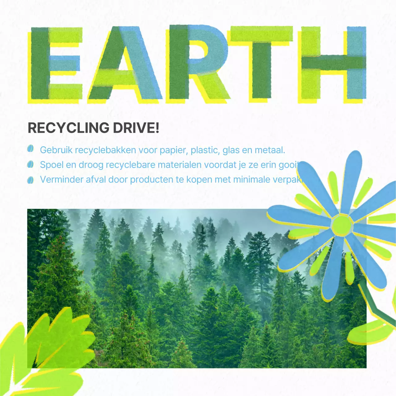 Een moderne Dag van de Aarde-campagne in chartreuse en hemelsblauw