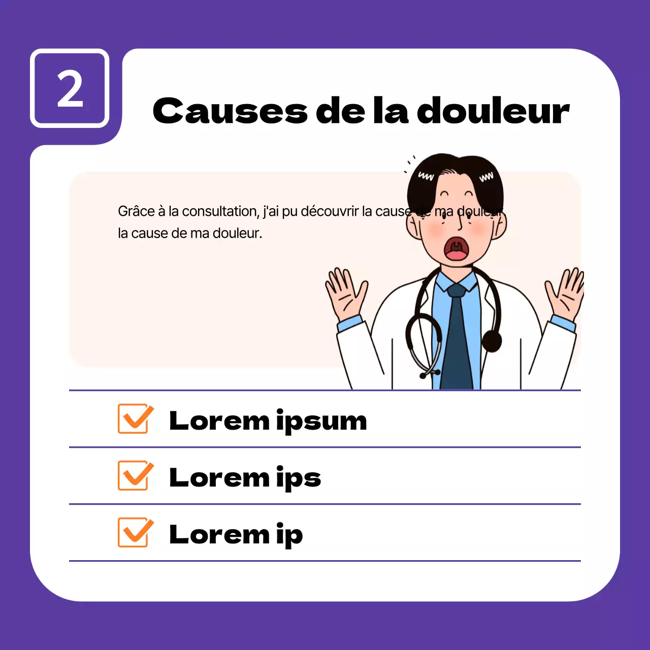 Publicité simple pour un cabinet d'orthodontie en violet et orange