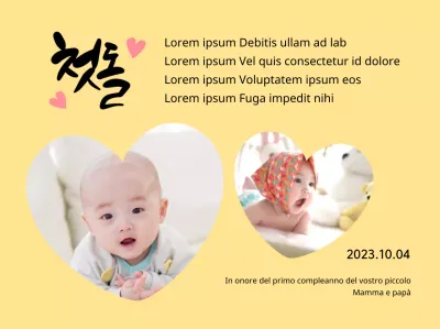 Simpatica targa di primo compleanno con foto e calligrafia a cuore