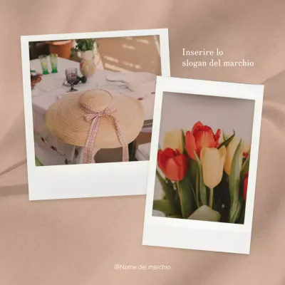 Promuovere un feed di social media marketing di tendenza in rosa e avorio