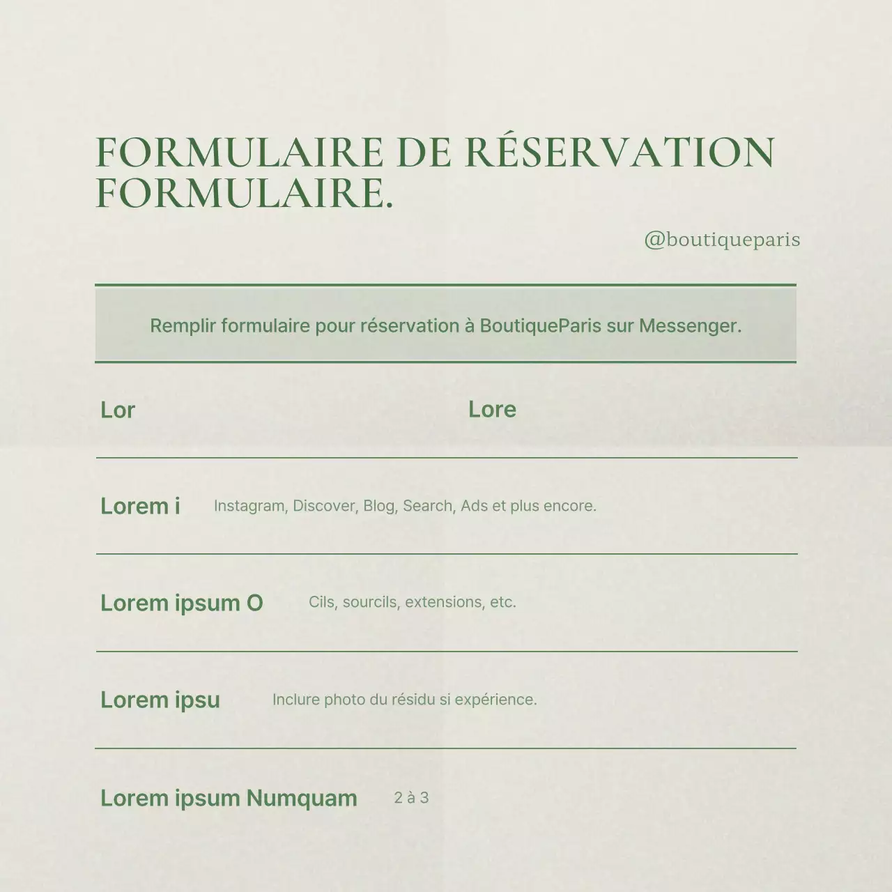 Annonce de réservation de marketing vert et moderne sur les médias sociaux