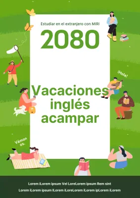Promocione sus colonias de vacaciones en inglés en verde y verde lima