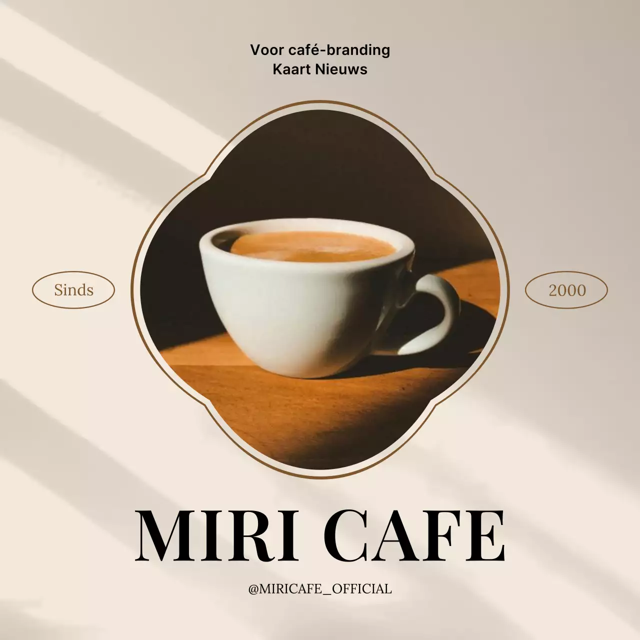 Een eenvoudige café-prospectus in beige en bruin