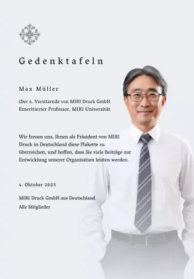 Gedenktafel mit luxuriösen Illustrationen und Fotos