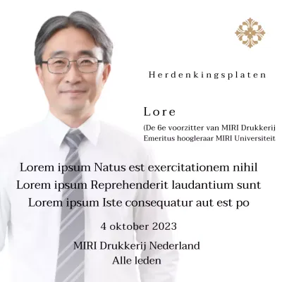 Gedenkplaat met luxe illustraties en foto's