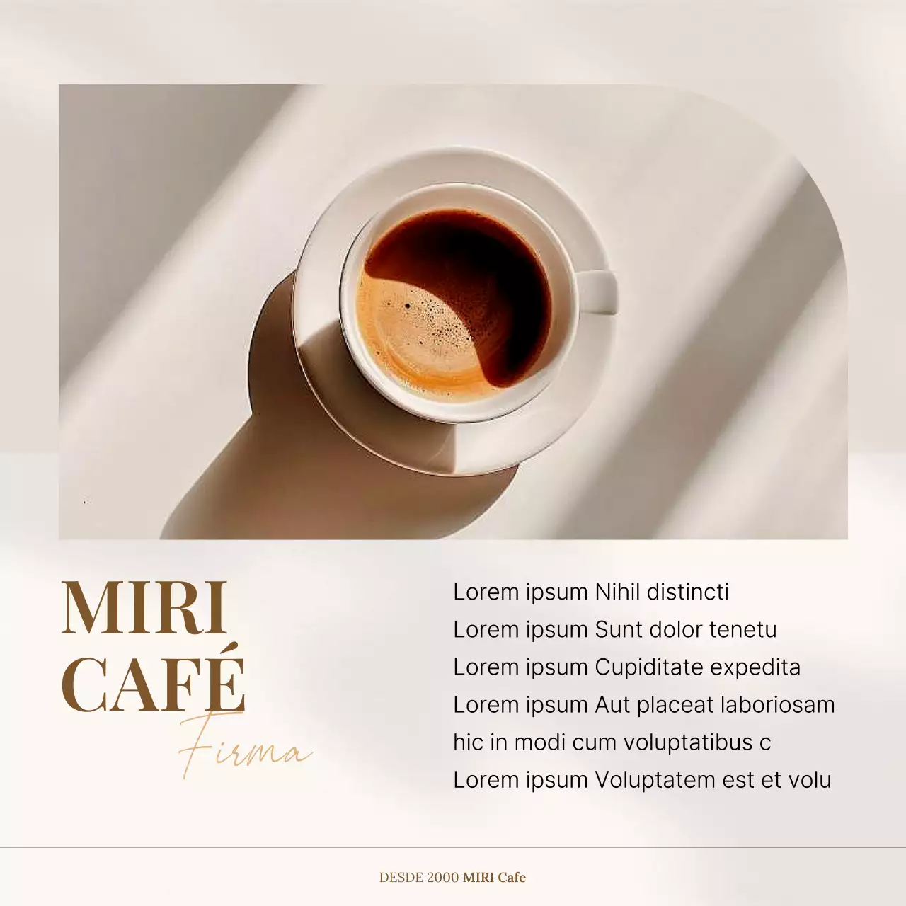 Un sencillo folleto de cafetería en beige y marrón