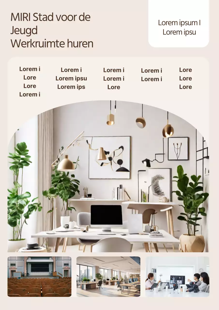 Promotieposter voor moderne werkruimte in ivoorkleur