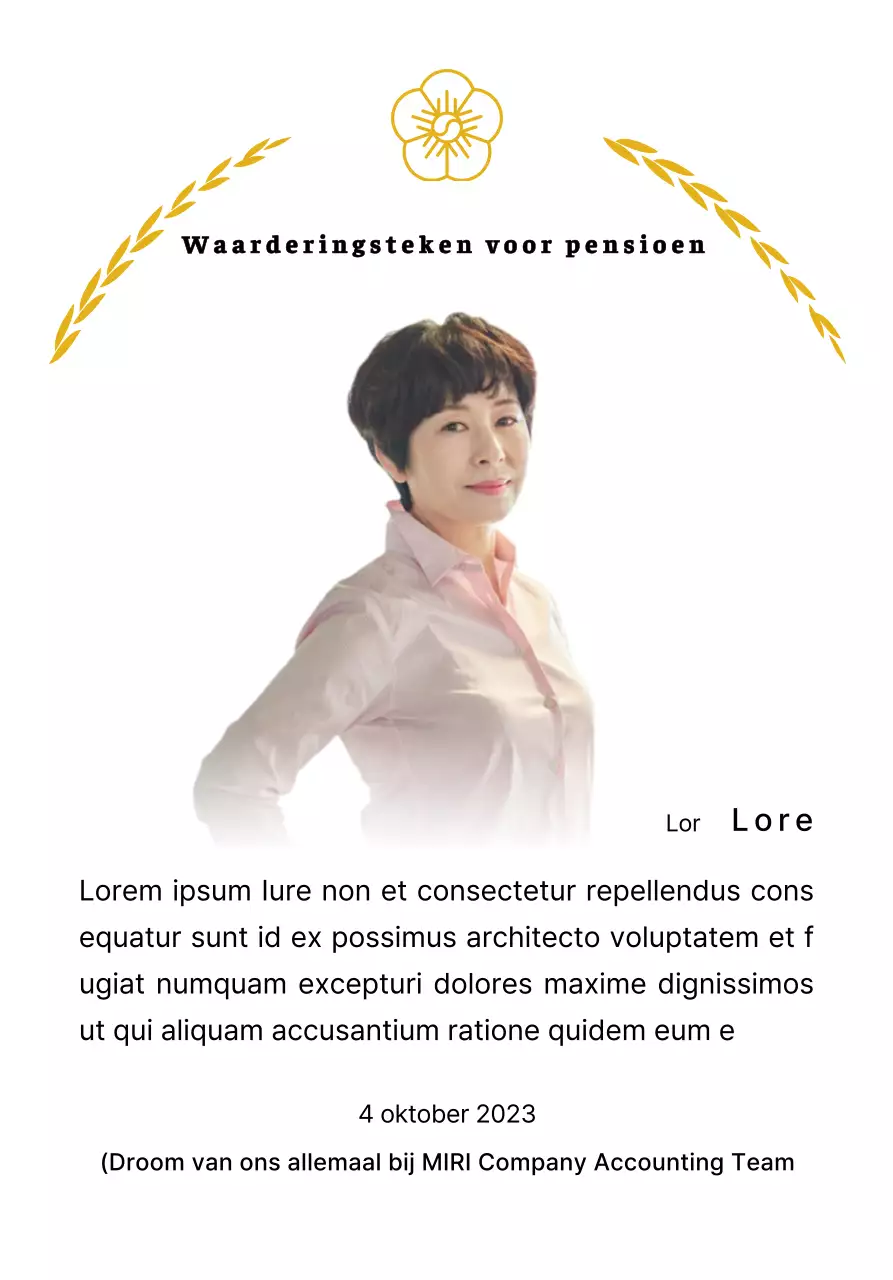 Een stijlvolle pensioenplaquette met gouden lauwerkransen en een hakenkruis.