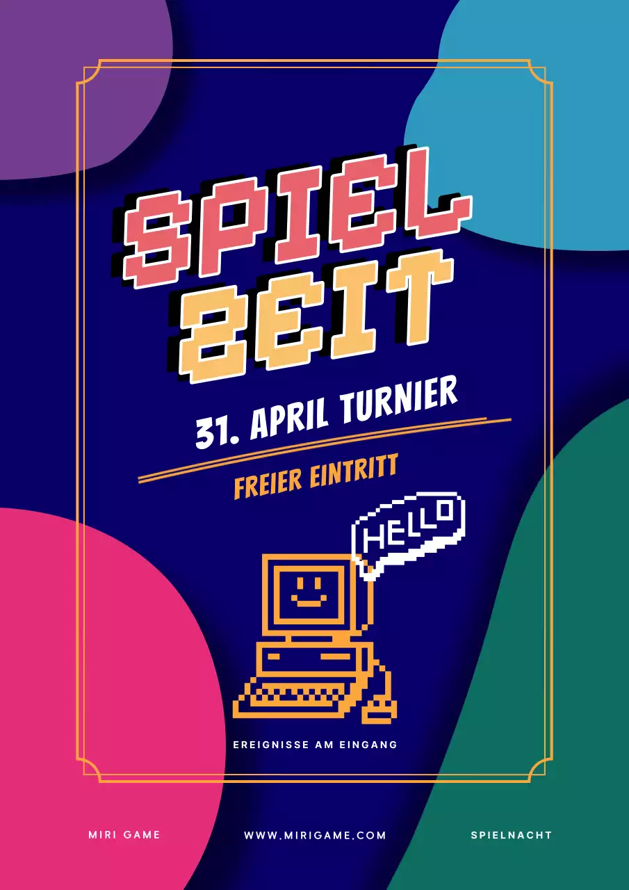 Blauer und roter Retro-Spieleabend-Flyer