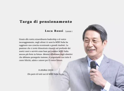 Progettate una festa di pensionamento con bordi decorativi e foto per un'atmosfera organizzata.