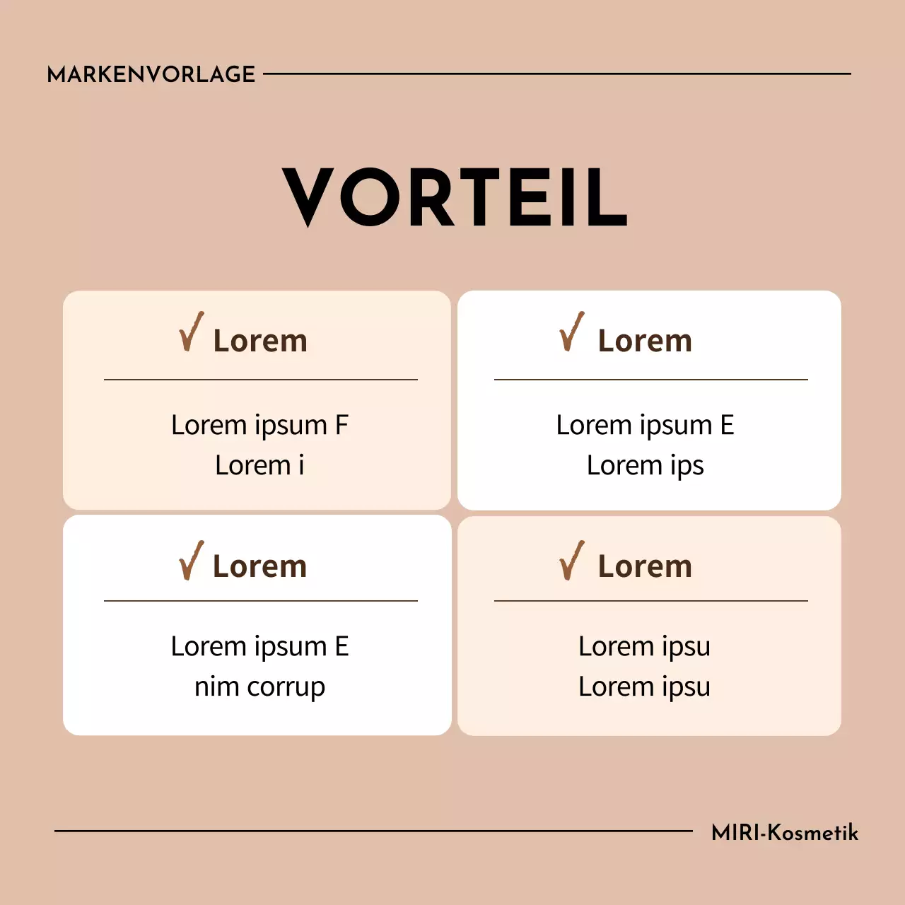 Eine klare, beigefarbene Kosmetikmarke