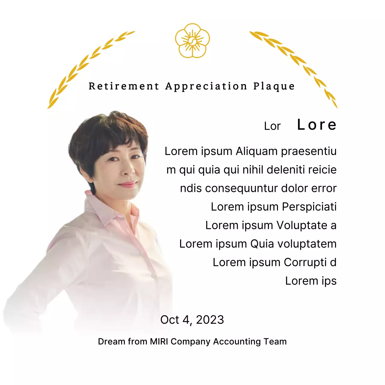 Plakat penghargaan masa pensiun yang tampak berkelas dengan karangan bunga laurel emas dan swastika.